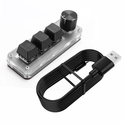 3 Key 1 Knob/4 Key Mini Mechanical BT Keyboard RGB Wired USB Mechanical Macropad Red Switches for Gamers/Designers/Video Editor