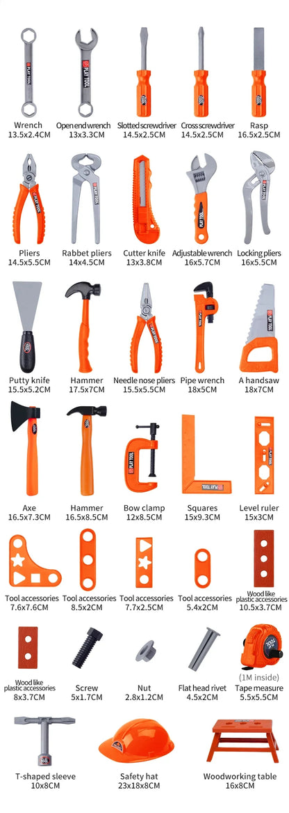 Children's Tool Set with Electric Toy Drill Kids Power Toy Pretend Play Tools Kit for Boys Girls Education Montessori Learning