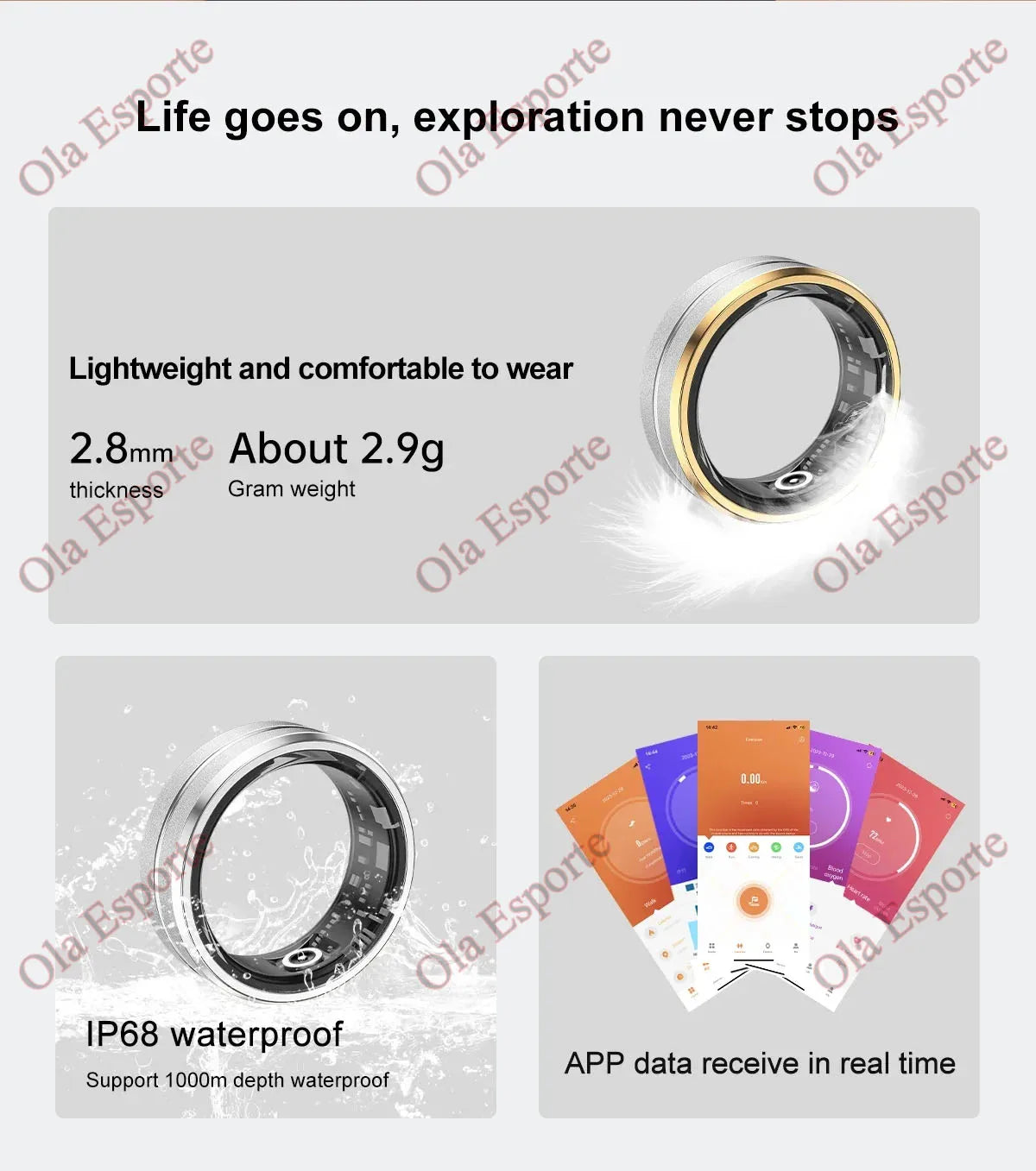 NEW Smart Ring Military Grade Titanium Steel Smart Rings for Women Men Health Monitoring IP68 & 5ATM Waterproof Multi-sport Mode