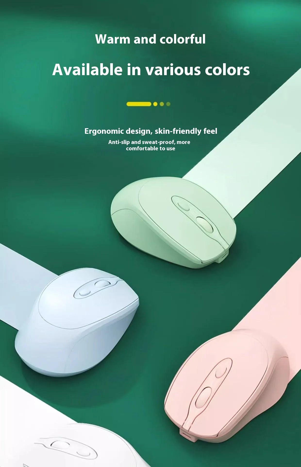 Wireless Mouse, Rechargeable, Computer Game Office Mouse, Dual-Mode Ergonomic Mouse, Portable Multi Color Mouse, Suitable for Pc