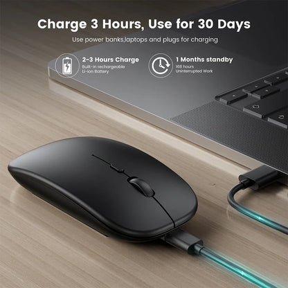 Wireless Mouse Bluetooth-Compatible Gaming Mouse (Dual Mode:BT+2.4Ghz) Ergonomic Rechargeable Mice for PC/Laptop/Macbook  ﻿