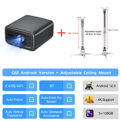 Touyinger Q12W PRO Full HD 1080P Projector 4K 2800 ANSI Android 12 Cinema Beam Projector for Home Education Conference Video