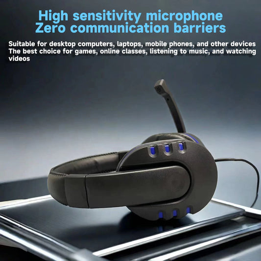 Wired over-ear gaming headphones unisex for laptops desktops gaming devices ideal for online classes meetings gaming with HD sou