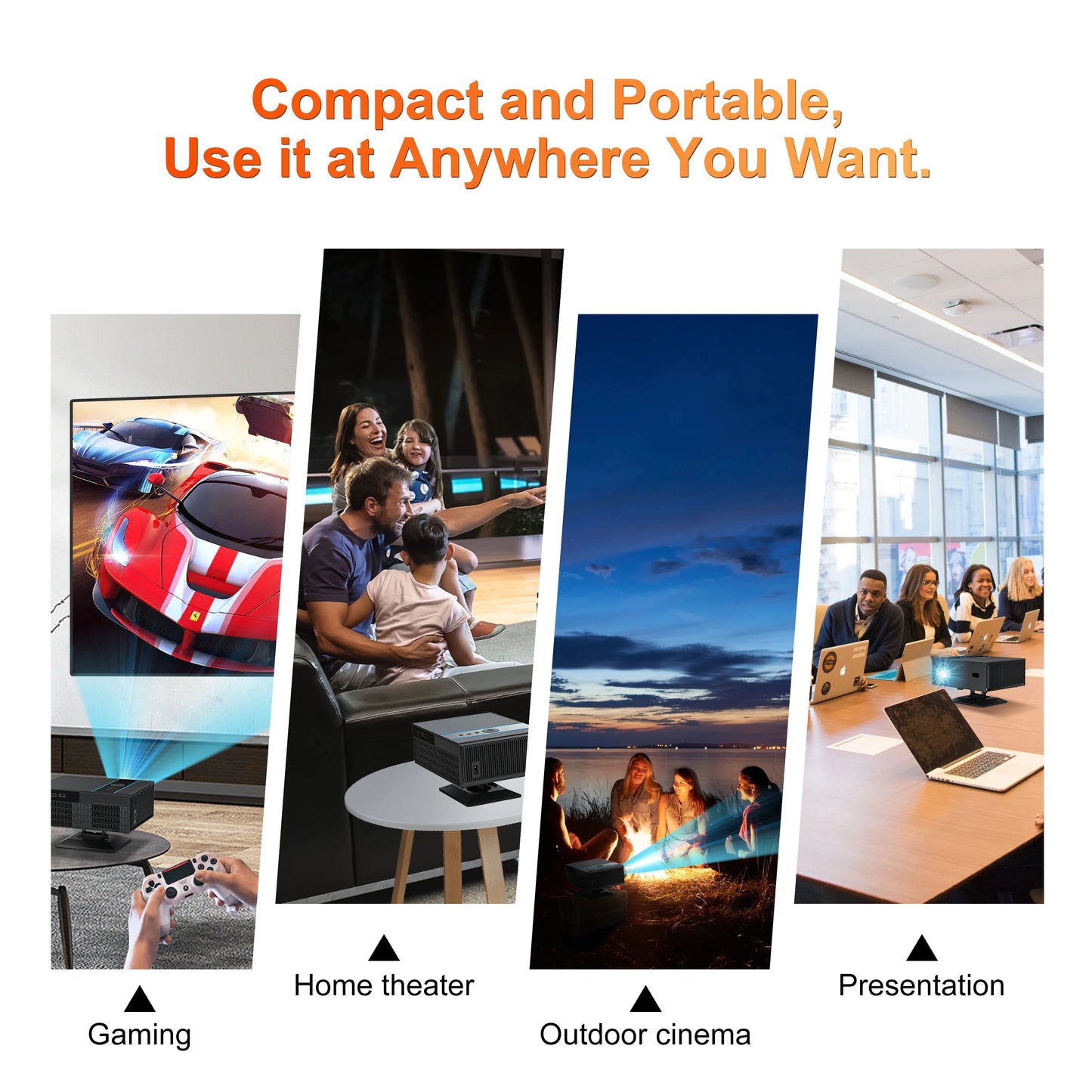 Digital Projector Support Projectors 4k Portable Autofocus 380Ansi Android 13 WiFi 11 BT5.2 Home Portable Mini Projector