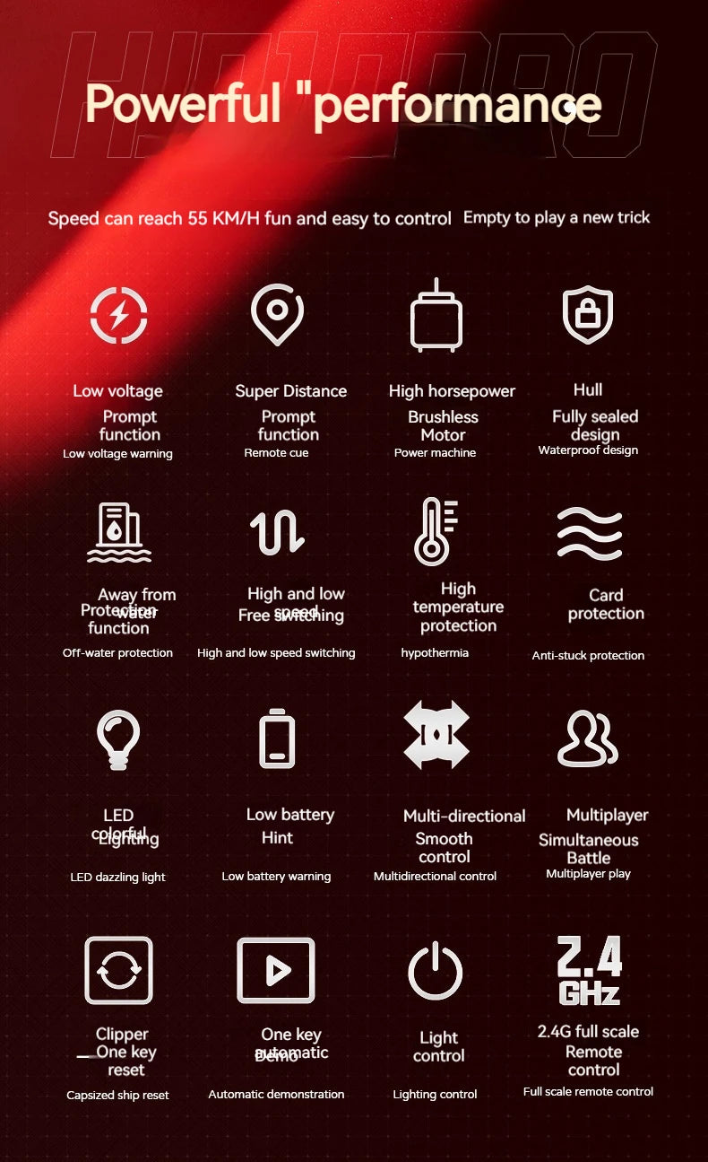 Hj818pro High-Speed Remote Control Boat 41cm Brushless Motor Competitive Boat High Horsepower Boat Model Children'S Water Toy