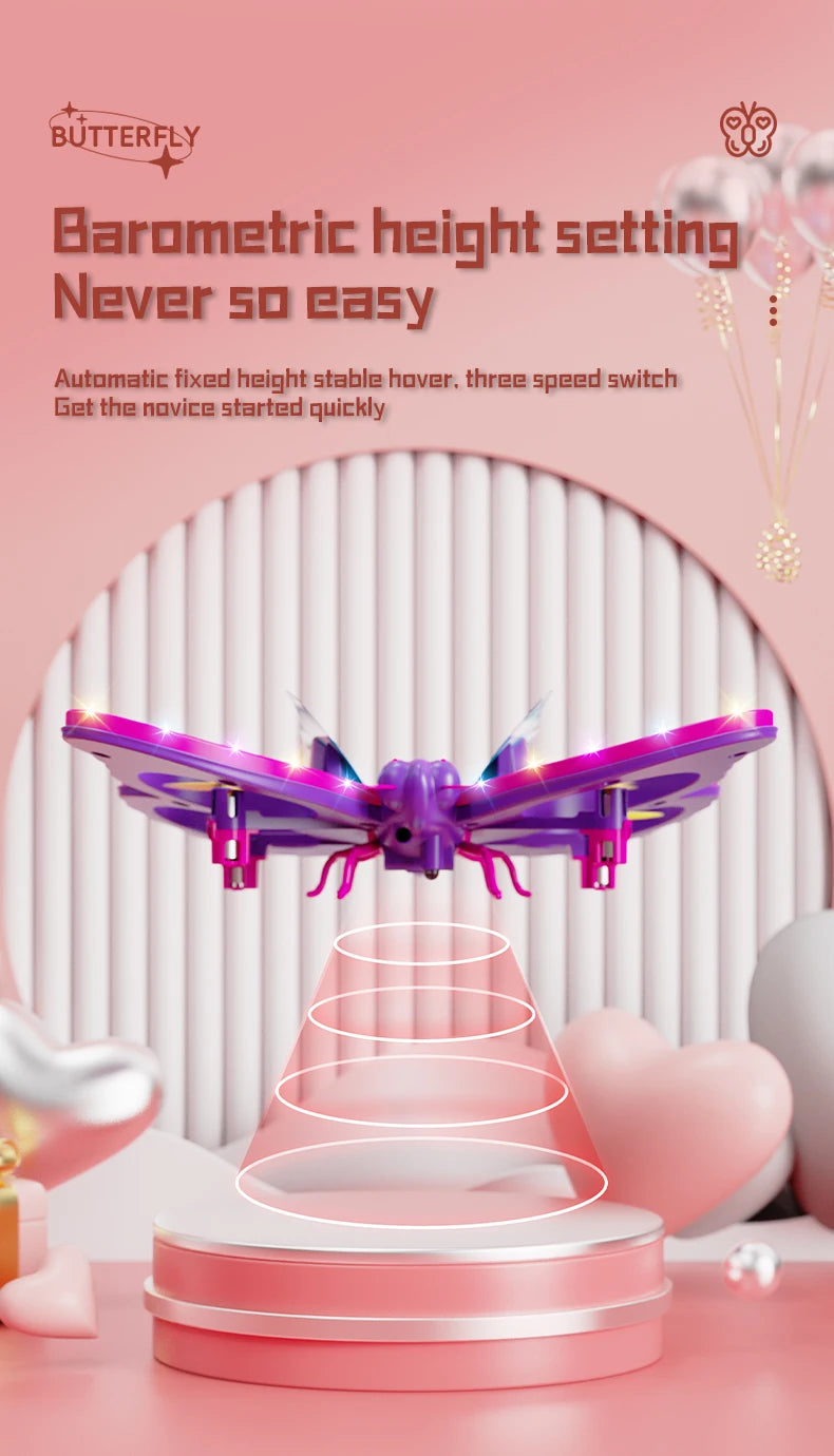 New V40 Glitter Butterfly Remote Control Aircraft 2.4GHz Gravity Sensing Mini Drone RC Quadcopter Children's Toy Gift