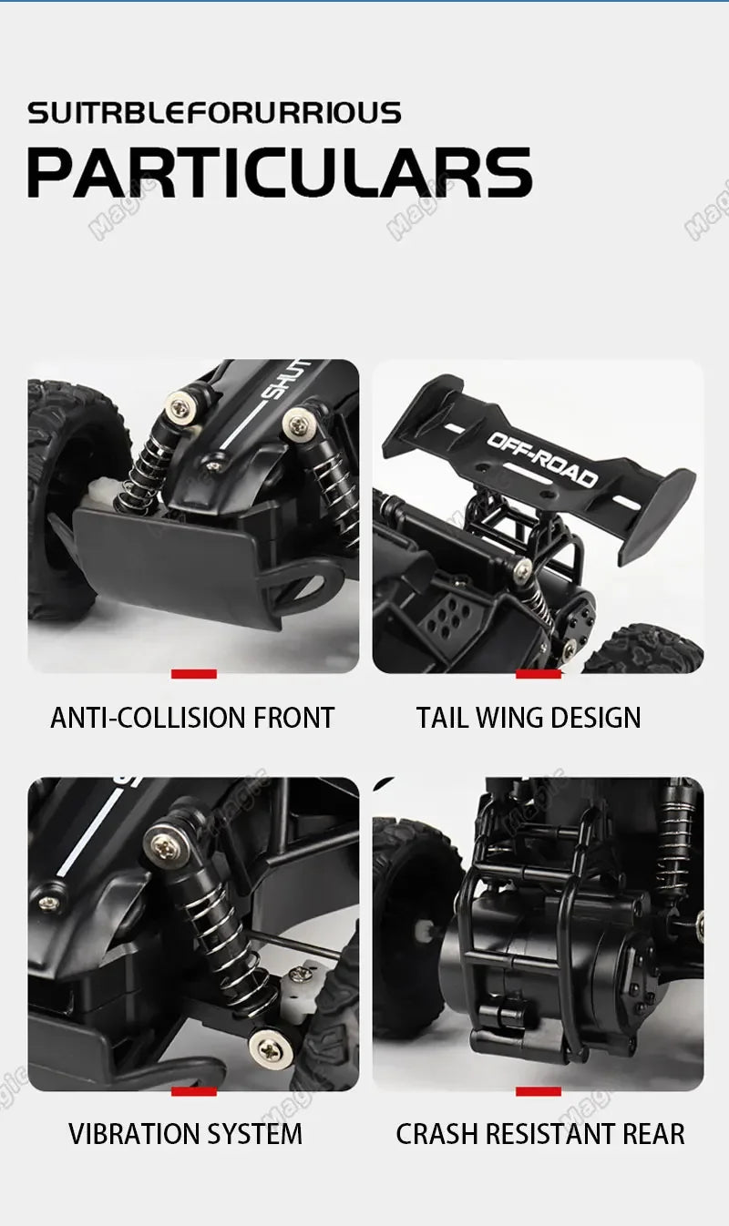 New RC Car 1:16 2.4Gh 20KM/H Model With LED Lights 2WD Off-road Remote Control Climbing Vehicle Outdoor Cars Drift Toys Boy Gift