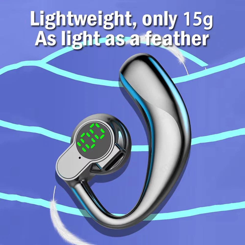 ‌Open-Ear Wireless Earphones Bluetooth 5.4 -Bone Conduction ENC Noise Cancelling with LED Display for Sports/Driving/Gaming ‌