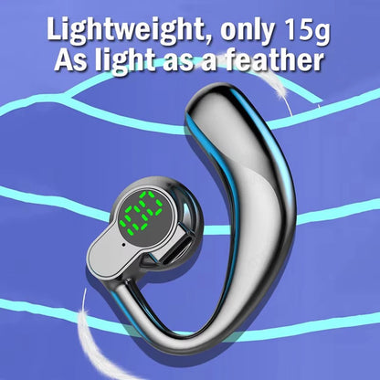 ‌Open-Ear Wireless Earphones Bluetooth 5.4 -Bone Conduction ENC Noise Cancelling with LED Display for Sports/Driving/Gaming ‌