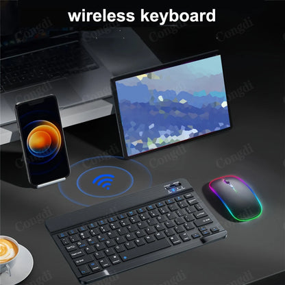Keyboard For Tablet Android iOS Windows Wireless Keyboard and Mouse Bluetooth-compatible Rainbow Backlit Mouse For iPad Phone