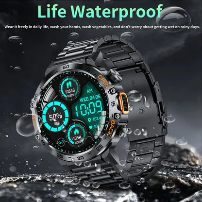 LIGE 2025New Smart Watch Men 360*360 AMOLED HD Screen Waterproof Sport Fitness Watches Flashlight New Smartwatch For Android ios