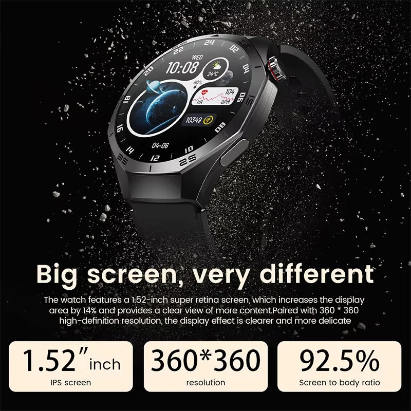New GT5 Pro Sport Smart Watch Men HD AMOLED Screen GPS Motion Trajectory Heart Rate Bluetooth Call 1.52" NFC SmartWatch IP68+box