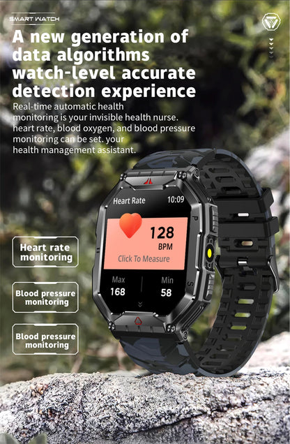 2.1 Inch AMOLED HD Screen Smartwatch Men Compass GPS Outdoor Sports Health Monitoring 1ATM Waterproof Bluetooth Call Smart watch