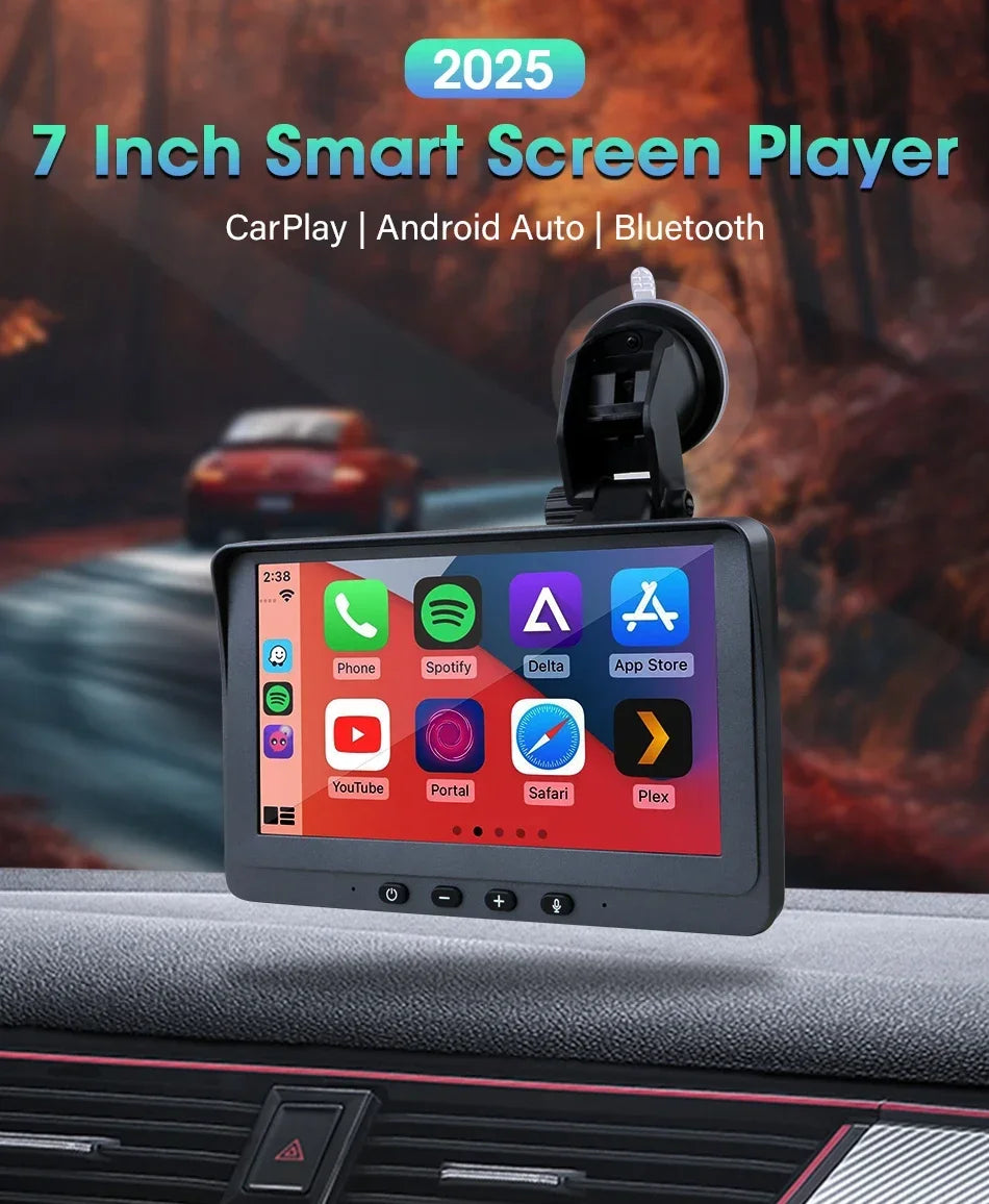 Portable 7 inch Multimedia Video Player Wireless Carplay Android Auto Touch Screen With USB AUX Dual Bluetoth Stereo Car Radio