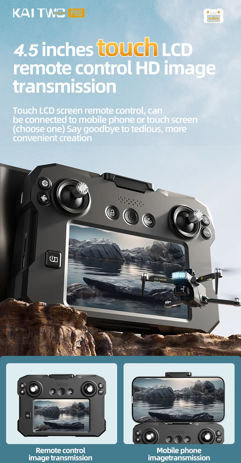 KAI TWO RC Professional Drone 8K HD Dual lens Camera 360°Obstacle avoidance Brushless With screen Three-axis aircraft Drone Toys