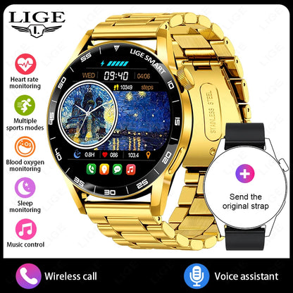 LIGE 2025 New Fashion Smart Watch Men HD Screen Sport Fitness Heart Rate Monitor Bluetooth Call IP68 Waterproof Smartwatch Women