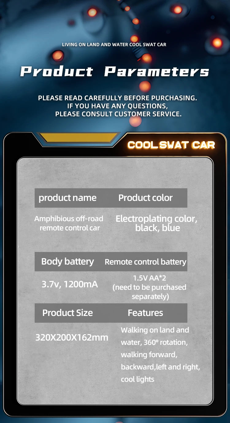 Rc Car Waterproof Amphibious 4Wd Off-Road Vehicle Remote Control Water Land Crawler Stunt Climbing Truck Toys for Boys Children