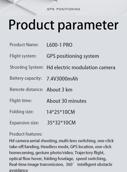 L600-1 Pro MAX GPS Drone 4K Professional HD Dual Camera With Screen 5G WIFI 360°Obstacle Avoidance Brushless Rc Quadcopter Drone