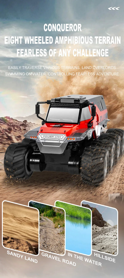 JJRC 8x8 2.4G Remote Control Car 8wd Off-road Amphibious Stunt Vehicle 8-Wheel Speed Racing Truck Waterproof Crawler Toys