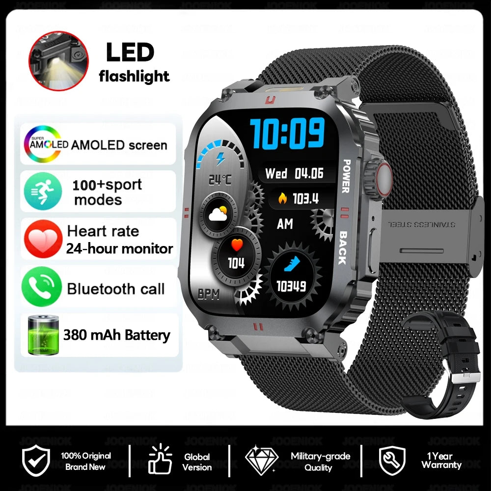 Men's Outdoor Sports Bluetooth Call Smart Watch 1.91 Inch Full Screen Touch Flashlight 110+ Sport Mode Smartwatch 2025 New