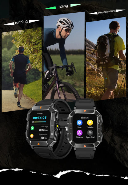New Outdoor Rugged Military GPS Sports Track Smartｗatches Men's Waterproof Bluetooth Call Voice Assistant Heart Rate Smart Watch