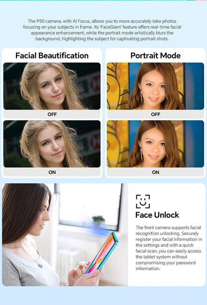 Teclast P30 Tablet  Allwinner  1.6GHz/ 4GBRAM/64GB ROM/10.1inch 1280×800iPS/WIFI/6000mAh/Type-C/5MP+2MP Camera/Android 14)