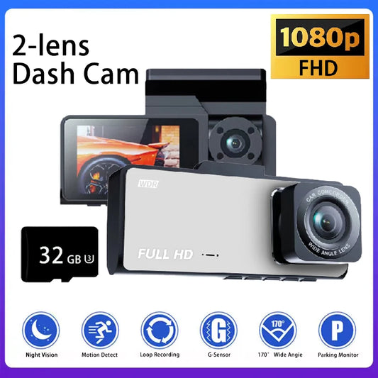 2-Cam Dash Cam Front And Rear Dash Camera For Cars Fhd 1920*1080p With 32gb Dash Camera Car Camera -Dash Cam Front And Rear