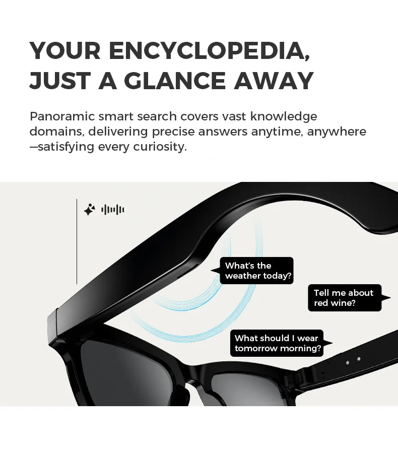 2025 New 800w HD Smart Glasses UV Protective Voice Assistant Touch Control Hands-Free Sound Surround Local Music Smart Glasses
