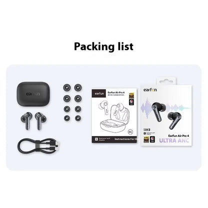 EarFun Air Pro 4 Wireless Earphone Active Noise Reduction HI-FI Bluetooth5.4 Earphones E-sports IPX5 Waterproof PC Gamer Earbuds