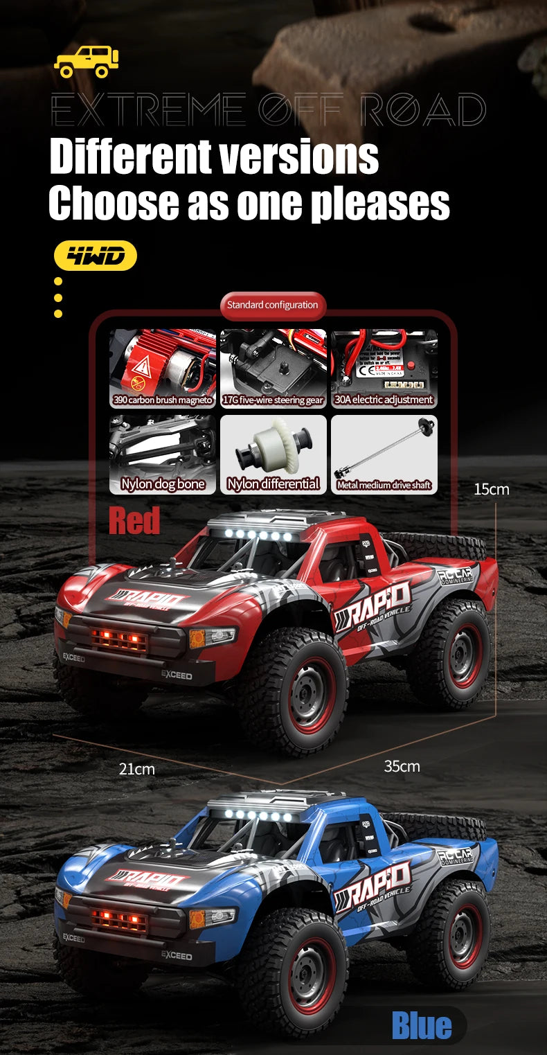 Rc Car Off Road 4x4 50km/h Or 75km/h High Speed Brushless Motor Monster Truck 1/16 Desert/Snow Racing Drift Cars Toys For Boys