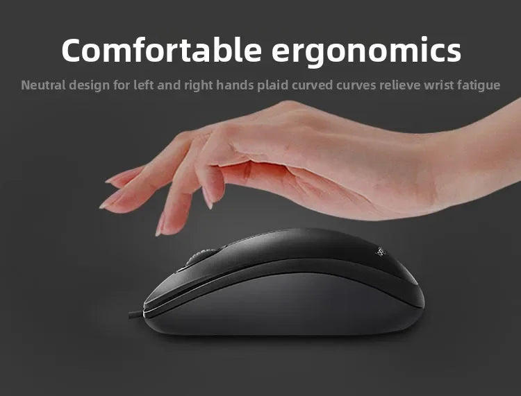 Logitech M100 Wired Mouse Ergonomic Design Comfortable Grip General Purpose for Home Business Office Everyday Use