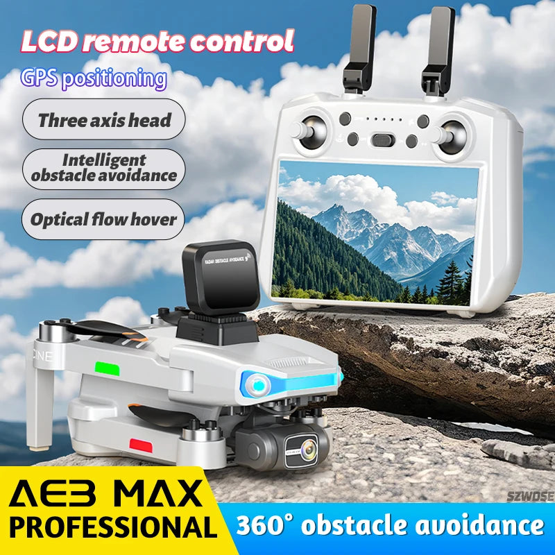 2025 New AE3 PRO Max+ GPS Drone 8K Dual Camera With Screen 5G Wifi FPV 3-Axis Gimbal Obstacle Avoidance Quadcopter RC Dron Toy