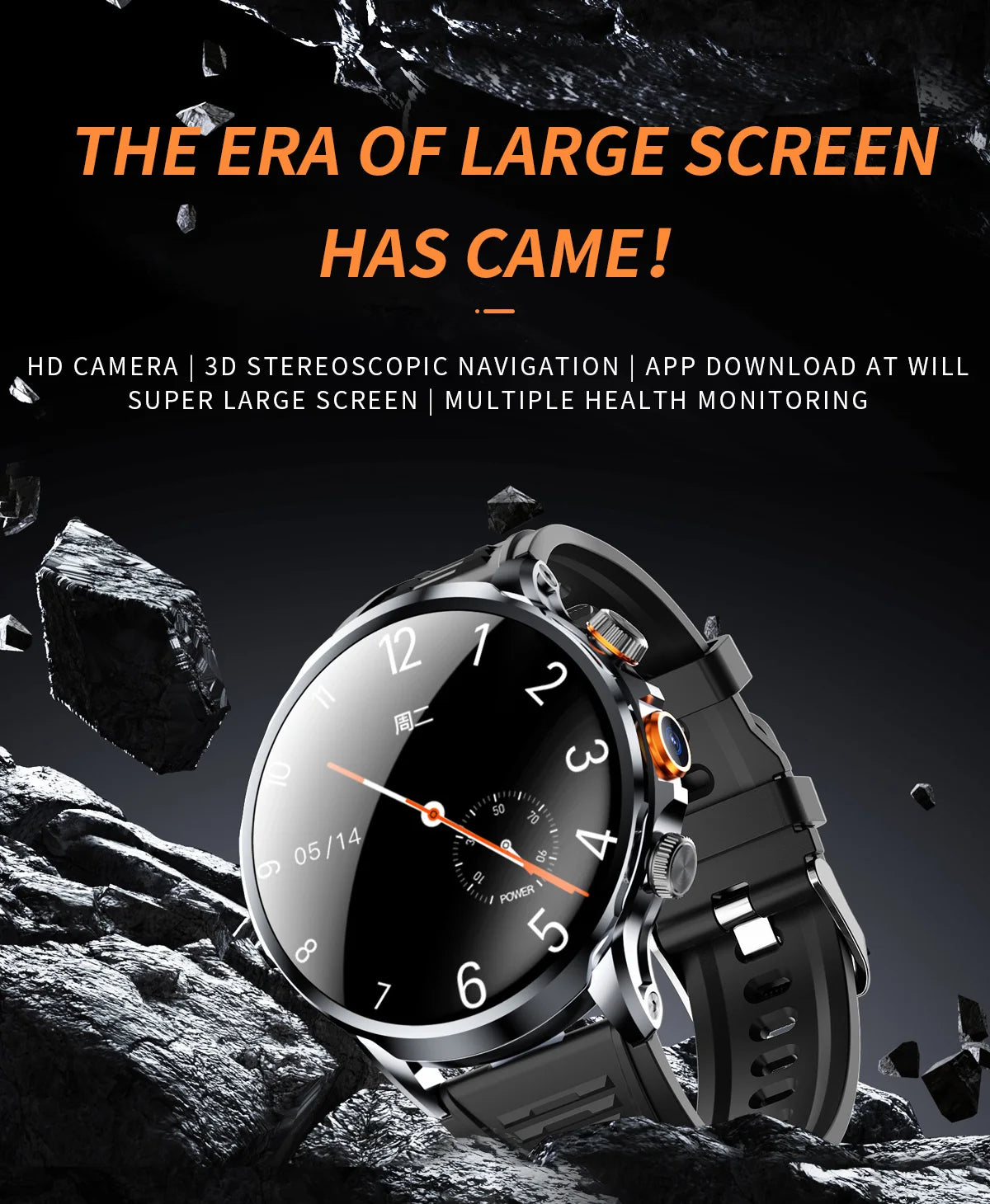 2024 H18 Smart Watch 1.85'' Large Screen HD Display 5G SIM Card WIFI Video Call Side Camera Fitness Tracker Pedometer for Men