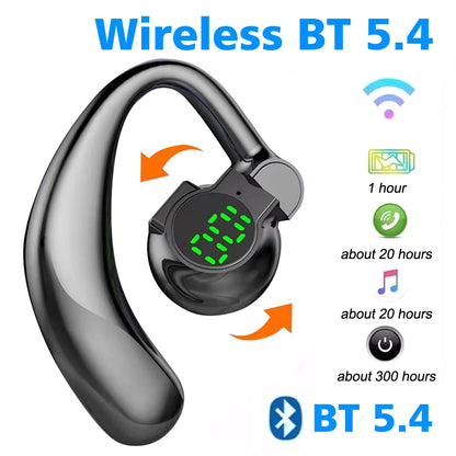 ‌Open-Ear Wireless Earphones Bluetooth 5.4 -Bone Conduction ENC Noise Cancelling with LED Display for Sports/Driving/Gaming ‌