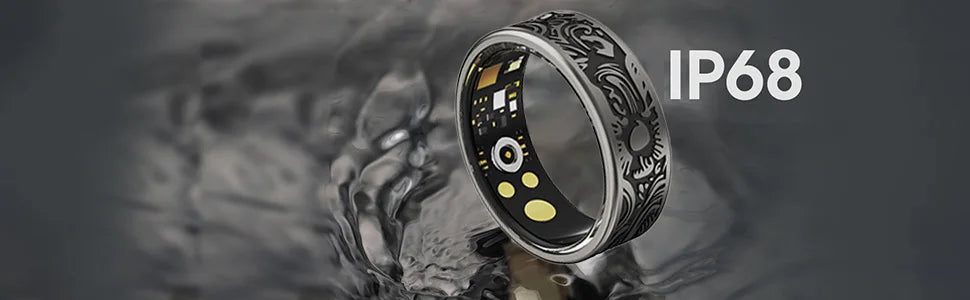 Smart Ring - Fitness Tracker with Sleep Monitor, Pedometer & 20+ Exercise Modes, IP68 Waterproof, Stainless Steel Retro-Fashion