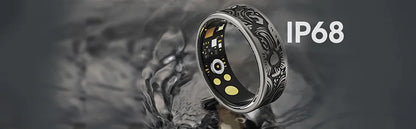 Smart Ring - Fitness Tracker with Sleep Monitor, Pedometer & 20+ Exercise Modes, IP68 Waterproof, Stainless Steel Retro-Fashion