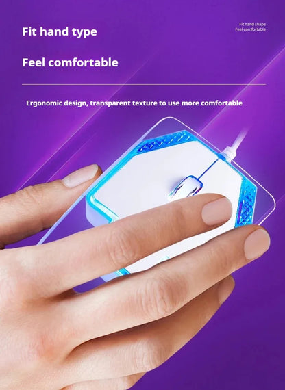 fashionable Wired Transparent Colorful Light-emitting Mouse Ergonomics mute ultra-thin Game Mice For PC Laptop Computer Gifts
