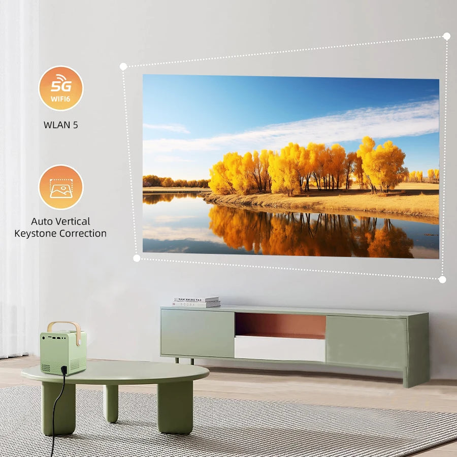 4K Ultra HD Projector, Built in Android System, 5G WiFi Connection to Phone Screen Projection, Compact and Portable, Suitable fo