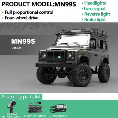 Official Licensed 1/12 4WD Off-Road RC Car MN98 Mn99S 2.4G Remote Control SUV Version Electric Climbing Car Model Toys for Kids