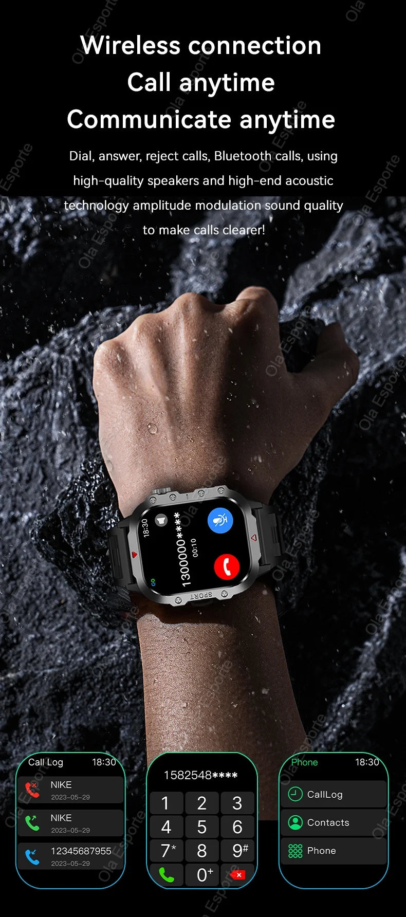 2025 New Military Smart Watch Men Outdoor 2.01" Al Voice Bluetooth Call Smartwatch Surprise Gift Outdoors For Android & IOS Male