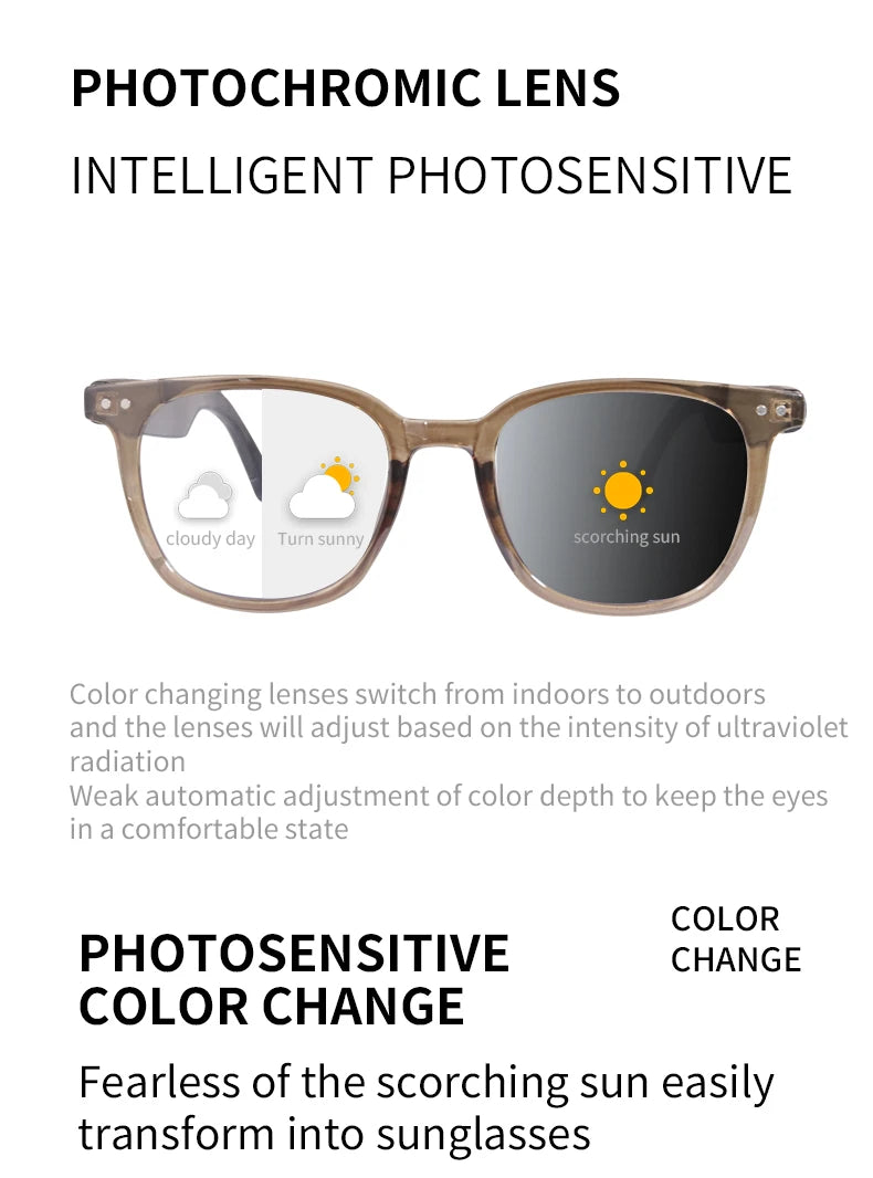 Smart glasses new color-changing lenses multifunctional sunglasses transparent anti-blue light eye protection for men and women