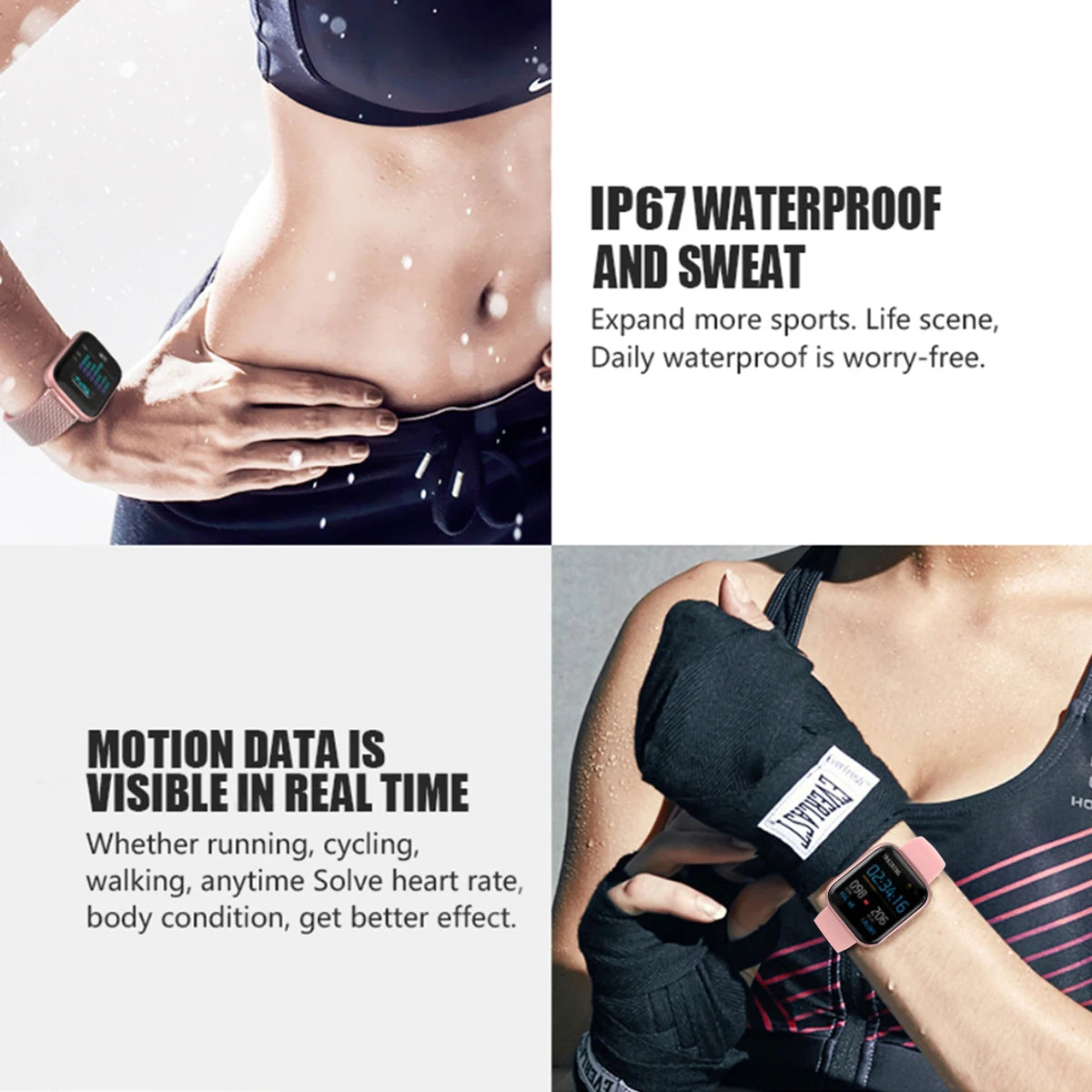 Smart Watch for Ladies 1.4 Inch Full Touch Screen Heart Rate Sleep Monitoring IP67 Waterproof Women Sports Fitness Smartwatch