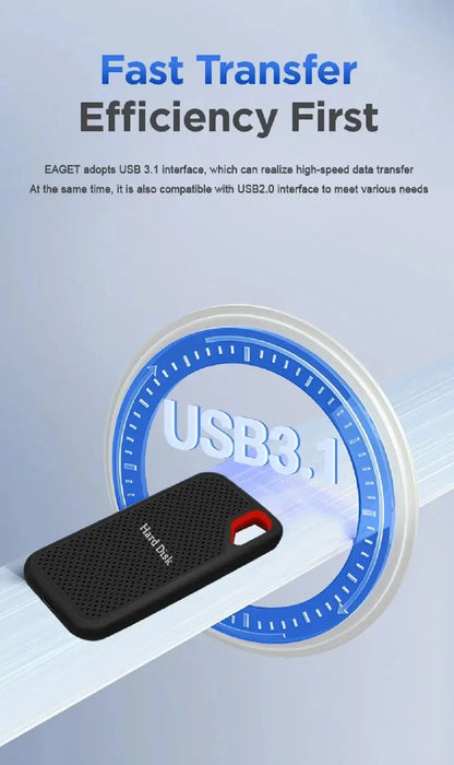E61 External 1TB SSD Portable Solid State Drive 2TB High-Speed Hard Disk USB 3.1 Storage Device For SanDisk Laptops/Mac/Phone