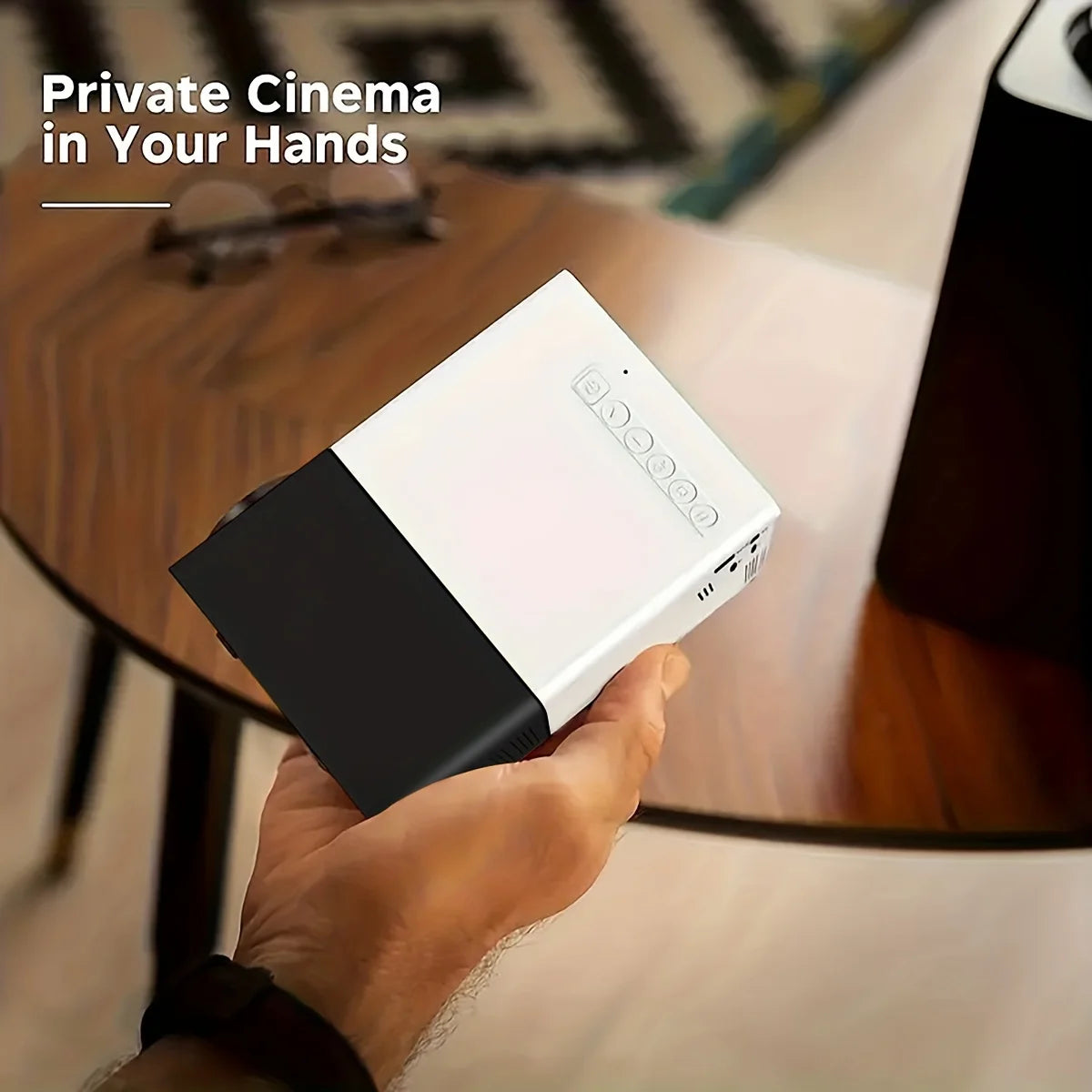 1Pc Bright 3000+ Lumen HD Mini Projector – Portable, 3D-Ready, Multi-Device Compatible, with Remote