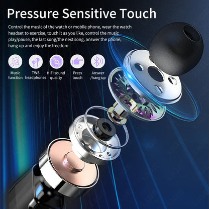 LIGE 2 in 1 Smartwatch Men 400mAh Battery Bluetooth Call With TWS Headset NFC Music Control 100+ Sport Mode Waterproof Watch Man