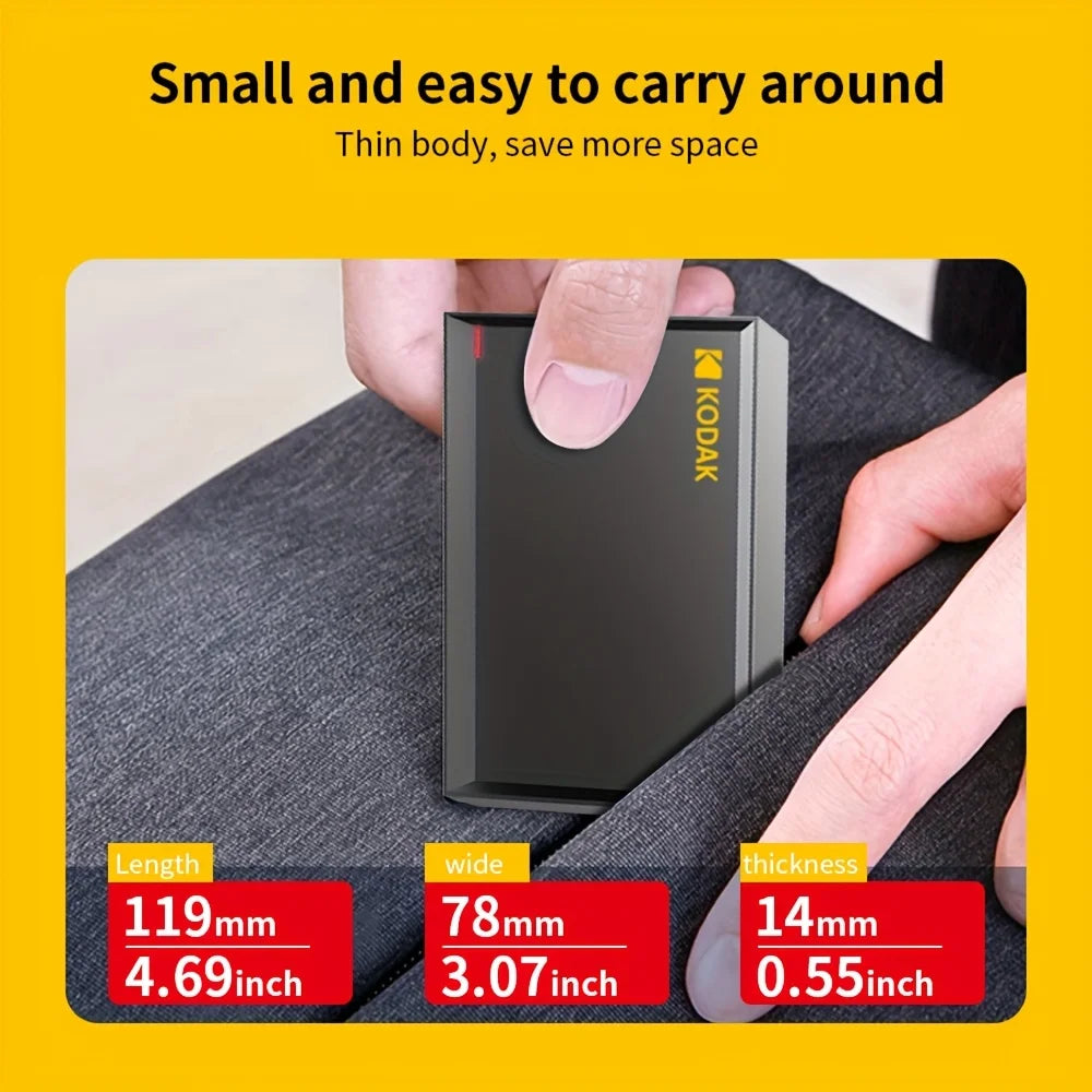 Kodak portable external hard drive PHDD, supports USB 3.0, 500GB/1TB/2TB capacity optional