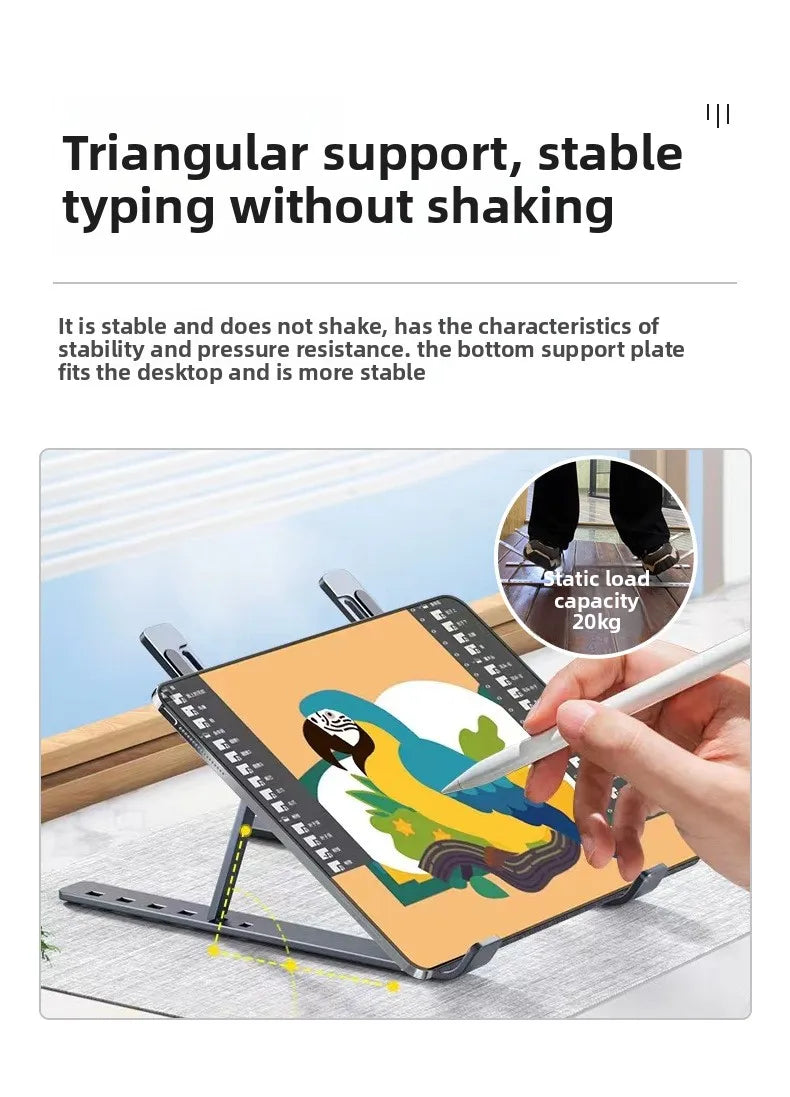 Computer stand, notebook folding, heat dissipation, aluminum alloy bracket, portable storage, lifting laptop stand