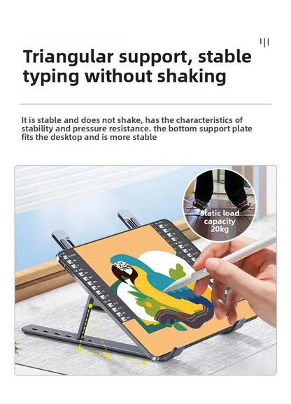 Computer stand, notebook folding, heat dissipation, aluminum alloy bracket, portable storage, lifting laptop stand