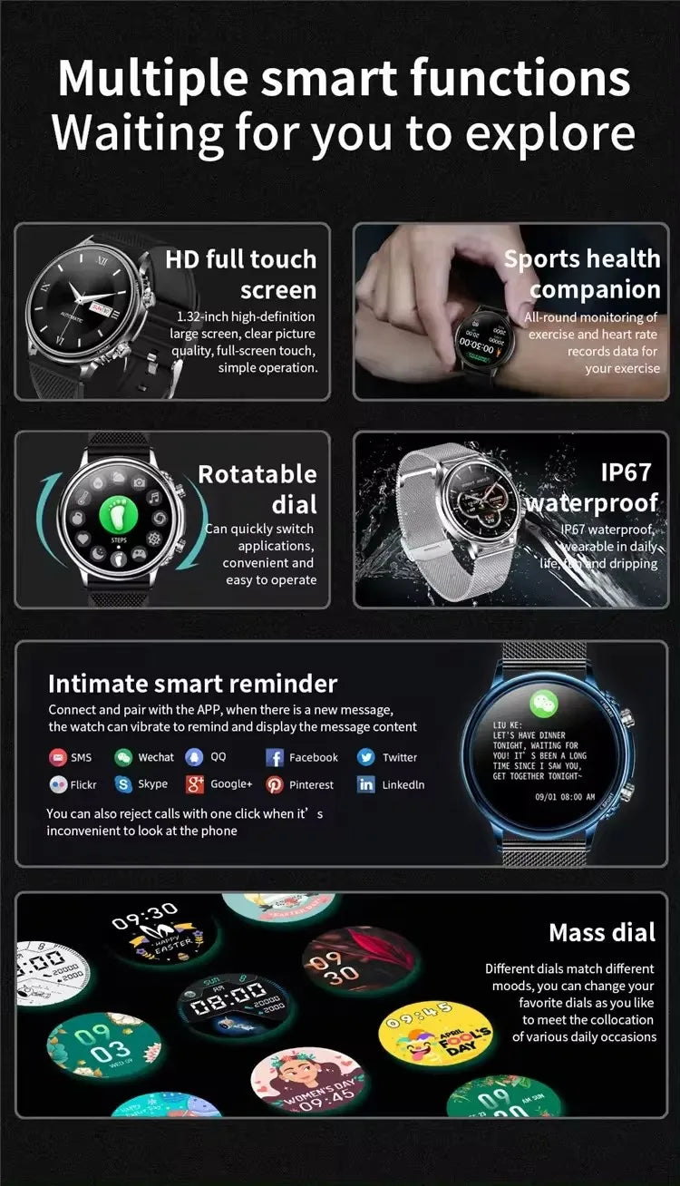 New Men Women Smart Watch For Android ios Phone IP67 Waterproof Sport Bracelet Bluetooth Call Sleep Health Monitoring Smartwatch