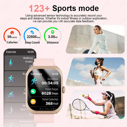 LIGE 2025 Smart Watch For Android IOS Phone 2.01" 3D Curved Screen Bluetooth Call Blood Oxygen Heart Rate Smart Watch Women Men